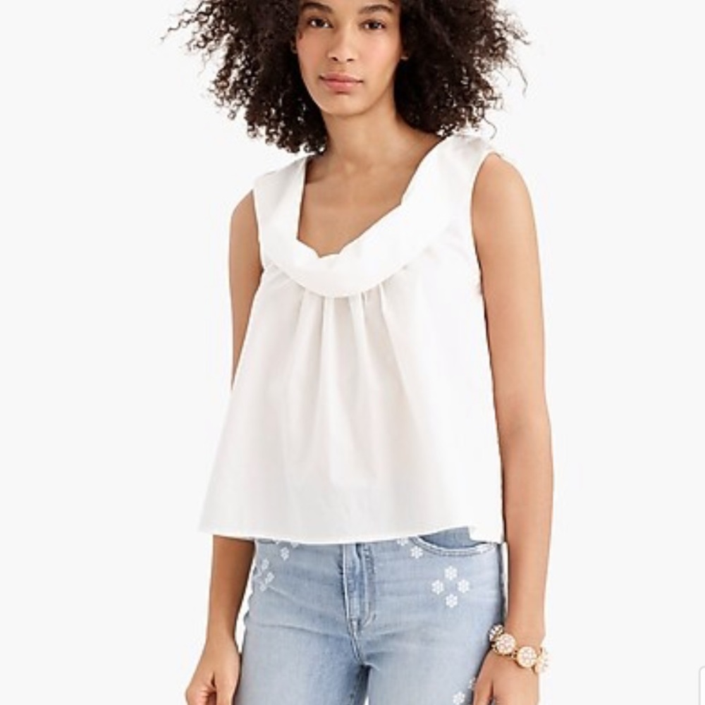 J Crew 100% cotton white tank top, size S